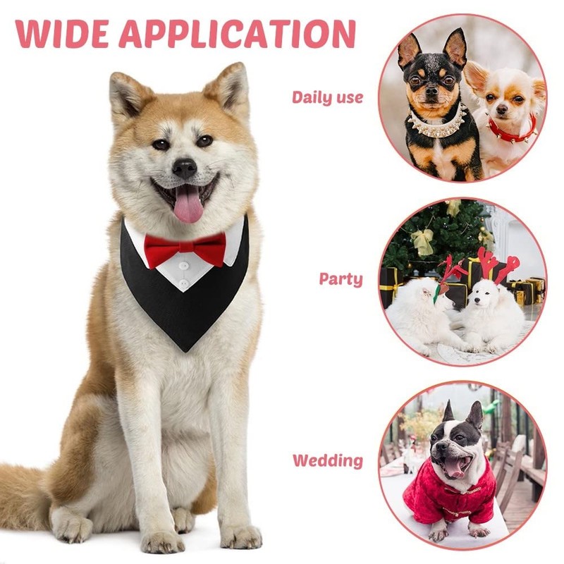 DONGKER Dog Tuxedo Collar, Adjustable Dogs Formal Tuxedo with Bow