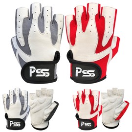 Prime Leather New Ultimate Superior And Comfortable Fingerless weight lifting body building fitness training ruber padded gloves 207 (207-White / Grey, M)