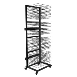QIPRAONOArt Art Drying Rack with 36 Shelves, Wall Mount Painting Drying Rack for Classroom, Studio, Mobile Canvas Rack Art Storage with 4 Wheels, 17 5/16” D X 15 1/4” W X 55 1/2” H