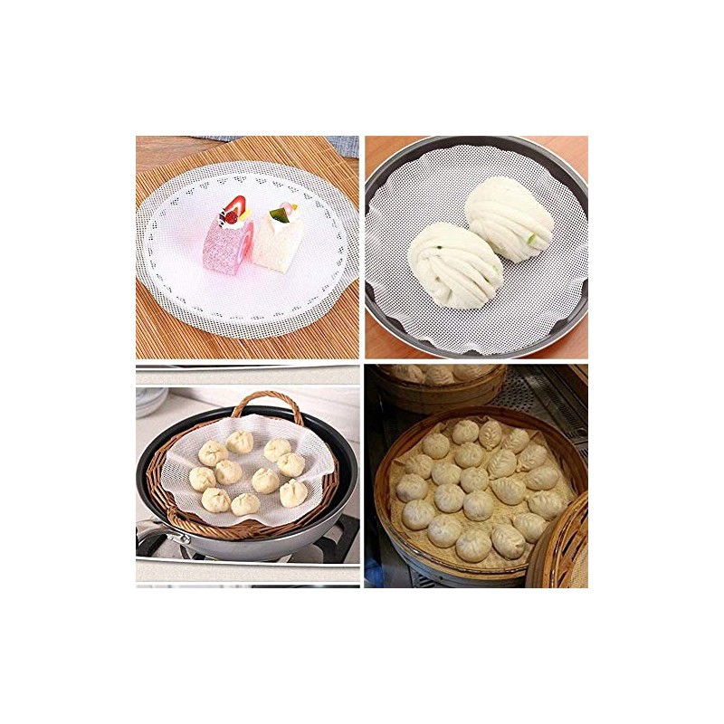 Aeyistry 4 Pieces Round Silicone Reusable Steamer Mat Mesh Sheet