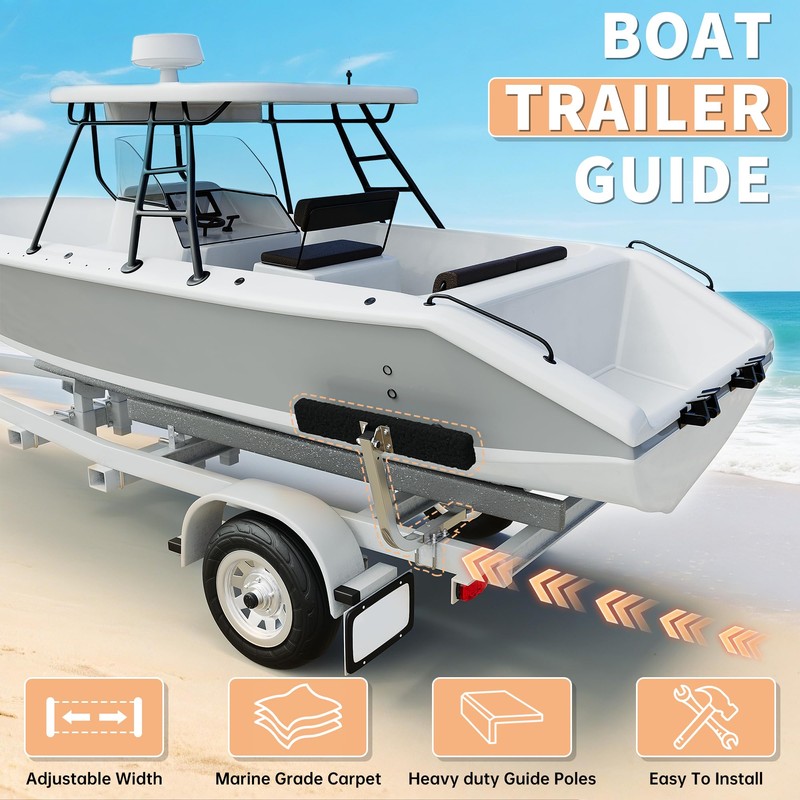 ECOTRIC Boat Trailer Guide 2 Foot Bunk Board Guide-On Rails