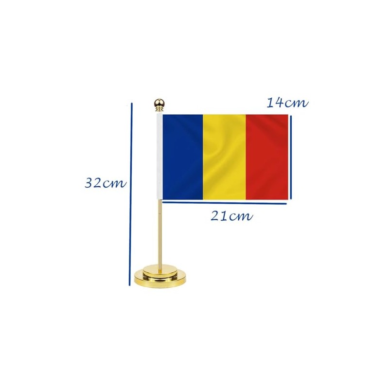 Romania Desk Flag,12 inch Tall Small Romanians Indoor Banner,Tiny Printing