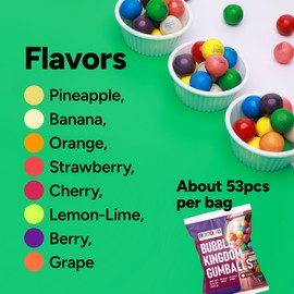 Chewing Gum for Kids - 1 Inch Large Gumballs - 50 Pcs Gum Balls - Assorted Flavors Double Bubble Chewing Gum -for Kids