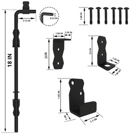 Sdstone 18 Inch Heavy Duty Cane Bolt Gate Drop Rod,Gate Ground Latch Hardware for Wooden Fences,Metal Gates Doors Stopper for Gate Ground (Black Finish,1 Pack)