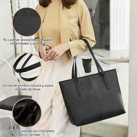 The Tote Bag de Imitación grande mujer, Gran Capacidad PU Ocio Imitación De Cuero Bolso Con Cremallera, Crossbody Bolsos para Mujeres,Adecuado para el trabajo, citas, viajes, compras