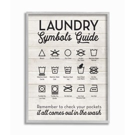 Stupell Industries Laundry Symbols Guide Typography Grey Framed Wall Art, 16 x 20, Design by Artist Lettered and Lined