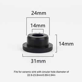 4-Pack Rubber Sink Overflow Hole Cover,Kitchen Bathroom Sink Hole Overflow Cap,Sink Basin Trim Overflow Cover Insert in Hole Round Caps (Black,24mm)