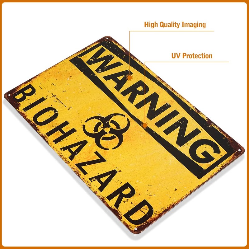 dingleiever - Warning Biohazard Hazard Sign Hazard Labels Novelty METAL