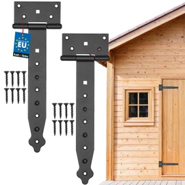 Kotarbau Pack of 2 Cross Hinges, 100-400 mm, Shutter Hinges, Gate Hinges, Door Hinges, Throw Hinges, Hardware, Garden Gate Hinges, Garden Gate Latch, Powder Coated, black