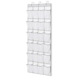Suacculent Over Door Shoe Organiser, 24 Large Mesh Pockets & 3 Hooks, White