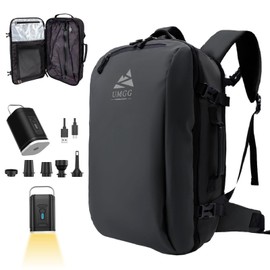 UtiaMiaoGonGo Vacuum Travel Backpack 60L with Air Pump Vacuum Water Resistant Air Compression System Carry On Suitcase Luggage with Rain Cover Black
