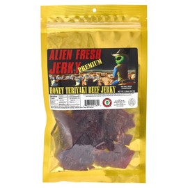 Alien Fresh Jerky - Classic - Honey Teriyaki - Premium Beef - Low Calorie Snack - The Best Jerky In The Universe - 3.25 OZ - Made In USA