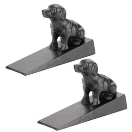 Sumnacon 2 Pcs Cast Iron Cute Dog Door Stops - Heavy Duty Rustic Door Stoppers Avoid Drilling Holes, Vintage Metal Door Wedges on All Floor Surfaces for Home Office Commercial Industrial
