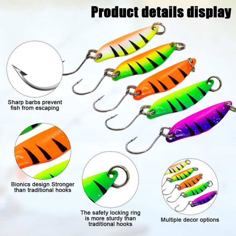 mizikuu 43 Stück Fishing Forellen Spoon, 2.0-3.5g Trout Fishing Spoon