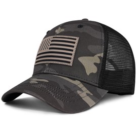 American Flag Trucker Hat - Snapback Hats for Men Women Baseball Cap - Breathable Mesh & Adjustable Fit for Casual Wear-Dark Camo-002