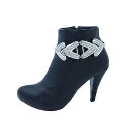 TrendyFashionJewelry TFJ Women Rocker Look Boot Chain Silver Metal Bling Bracelet Arrow Anklet High Heel Party Charm Punk Rock