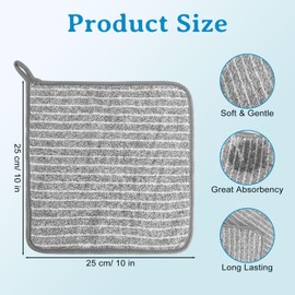 Hipruict Kitchen Towels with Hanging Loop, Pack of 5 Absorbent Dish Towels for Drying Dishes and Hands