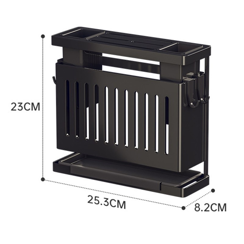 Kitchen Knives Chopstick Rack with Draining Tray Wall Mounted Multifunctional