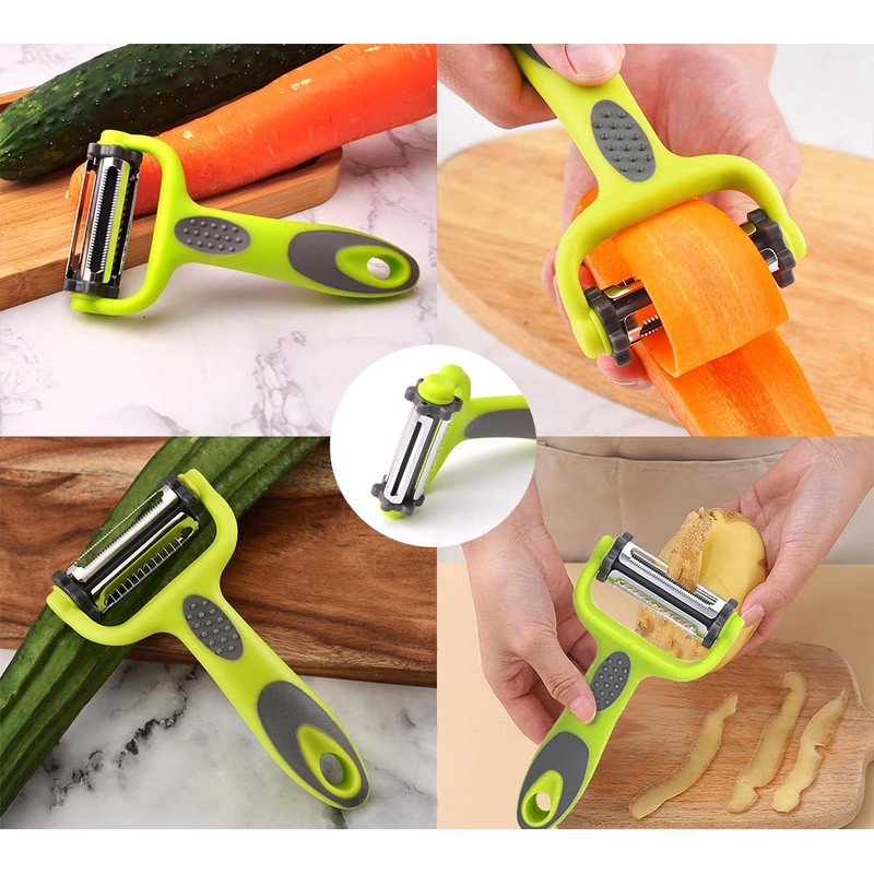 Multi 3-in-1 Vegetable Peeler Set - for Potato, Carrot, Cucumber,