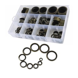 JNNJ Pack of 245 Washers, Countersunk Washer, Bumper Washer, Copper Rings, Copper Disc, Flat Sealing Ring, Spacer for Car (Black)