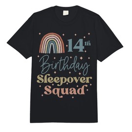 14th Birthday Boho Rainbow Sleepover Squad Pajamas for Girls Comfort Colors Adult Heavyweight T-Shirt