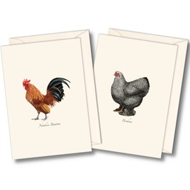 Earth Sky + Water - Chicken Notecard Set - 8 Blank Cards with Envelopes (4 each of 2 styles)