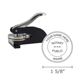 Maine Notary Seal Embosser, Desk Model, 1-5/8" Impression, Black