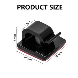 100 Pcs Cable Clips Black Adhesive Cable Organizer Strong Cord Wire Holders Small Hooks Cord Management Clip for Office Home Desk Wall Car TV Computer Decorations Hanging
