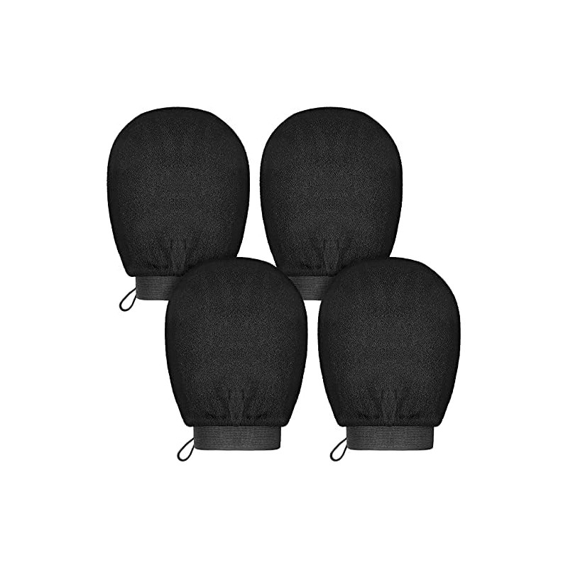 Guantes Exfoliantes Tatuo 4 Piezas Color Negro para Baño y
