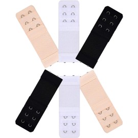 Onwon 6 Pieces Elastic Bra Extenders 2 Hook 3 Row Elastic Soft Cotton Bra Extension Strap for Women Lady