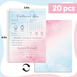 20pcs Gender Reveal Games Baby Prediction Cards Decorations Blue Pink