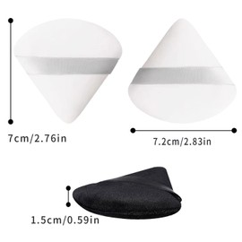 2 Pieces Powder Puff Triangle Powder Puff Soft Makeup Powder Puffs Reusable Powder Puff Triangle Dry Wet Velour Puff for Loose Powder Daily Makeup Foundation Cream Blush (Black & White)