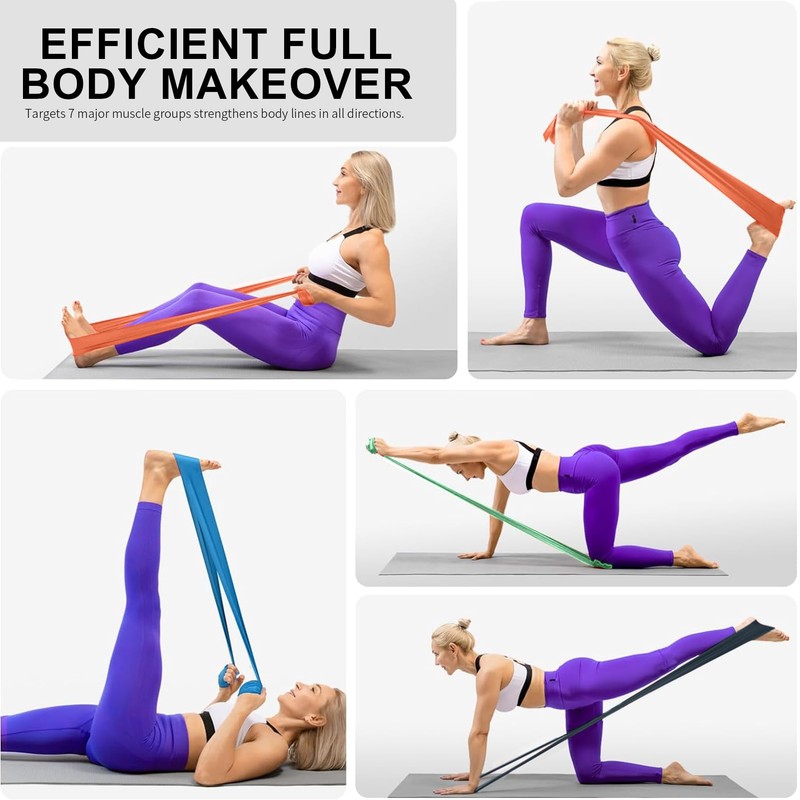 A AZURELIFE Resistance Bands,Professional Long Non-Latex Elastic Stretch Bands,Exercise Bands