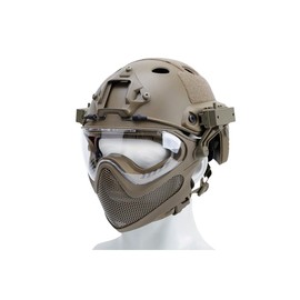 Goldenball Pilot Airsoft Paintball Full Face Helmet w/Steel Mesh Face Guard (Tan)