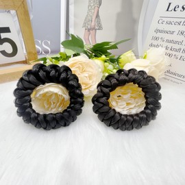 Wig Hair Ties Wig Braided Hair Elastic Rope Ponytail Holders Wig Imitation Head Ropes Hair Band - No Damage Hair Ties for Women Girls Teens Hair Accessories (Black+Black Brown)