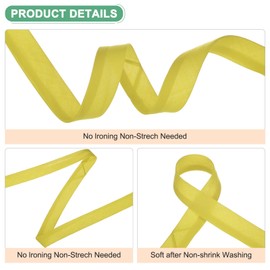 M METERXITY Double Fold Bias Tape 1 Inch 25 Yards Cotton Bias Binding Tape Bulk Double Fold Bias Tape for Sewing/Seaming Hemming/Binding//Quilting/DIY Craft [Gold]