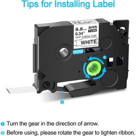 Cruxer 5 Pack Label Tape Compatible for Brother HSe-221 HSe221 HS-221 HS221 Heat Shrink Tube, Black on White for PT-E300 PT-E500 PT-P710BT P700 PT-P750WVP P900 Label Printer (0.34'' 8.8mm)
