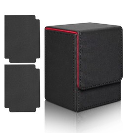 Bosmsaslad Trading Card Storage Boxes, Playing Card Box, Deck Box, Card Box, Magnetic Cards Deck Box with 2 Compatible Card Dividers, Compatible with Trading Card Games TCG (Vertical Black)