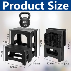 DECOHS Foldable Spa Hot Tub Steps, Non-Slip 2 Step Stool Pool Ladder, Universal Spa Steps Hot Tub Stairs for Outdoor Indoor Deck Patio Steps Accessories, Black