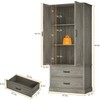 IDEALHOUSE Kitchen Pantry Storage Cabinet with Barn Doors, Drawer, and