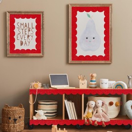 70Ft Shine Scalloped Bulletin Board Border- Red Bulletin Board Border, Shiny Red Trim Decorative Roll for Classroom, School, Office, Home