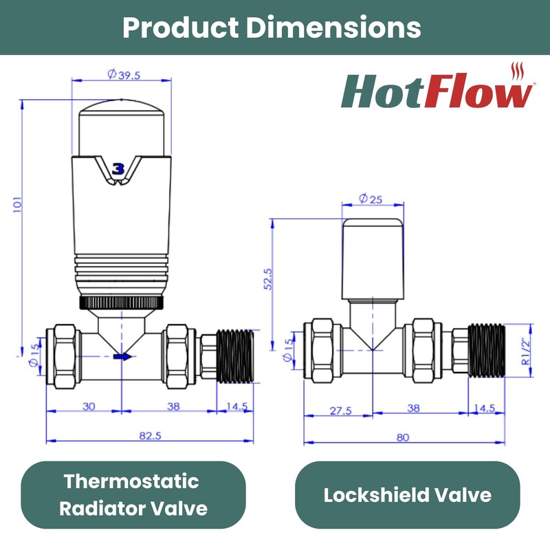 Hot Flow | Estuary Straight TRV Thermostatic Radiator Valve Wheel