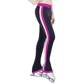 NY2 SPORTSWEAR Figure Skating Practice Pants with Side Stripe Fuchsia/Two Tones (Child Large)