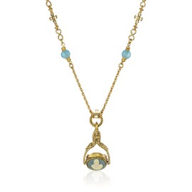 Symbols of Faith "Inspirations" 14k Gold-Dipped Triple Spinner Simulated Pearl Mary Cameo Pendant Necklace