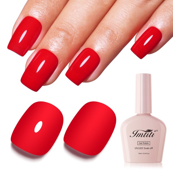 Imtiti Neon Red Gel Nail Polish, Red UV Gel Polish