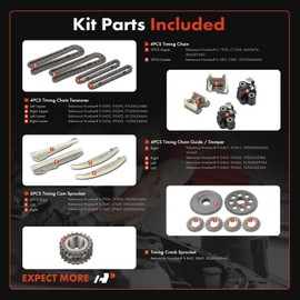 A-Premium 19PCS Engine Timing Chain Kit W/Sprocket & Tensioner & Guide Compatible with Ford, Lincoln & Mercury - Mustang 2003-2004, Aviator 2003-2005, Marauder 2003-2004 - DOHC, V8 4.6L