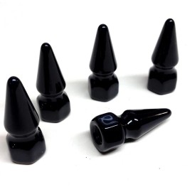 diycycleparts 5 GLOSS BLACK POWDER SPIKE NUTS 5/16"-24 hd harley chopper bobber cafe pike