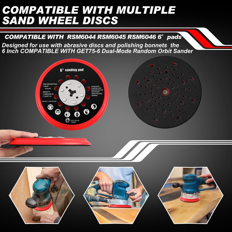 Dimsile 2 Set 6 Inch Replacement Sander Pad Compatible with