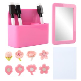 Locker Accessories for Girls 14 Pcs Locker Magnetic Organizer Back to School Supplies Kit Include Whiteboard Mirror Pen Holder Markers Magnets for School Office Lounge Refrigerator(COLOR:3D flower)