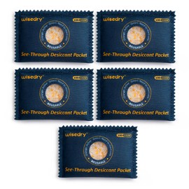 wisedry 100g [5 Packs] See-Through Desiccant Packs for Storage, Reusable Color Indicating Silica Gel Desiccant Packets, Moisture Absorbers for Gun Safe, 3D Filaments, Toolboxes, Safe, Electronics